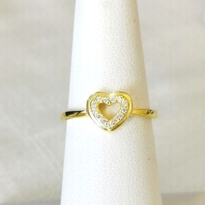 Open heart ring CZ with 14k Gold over sterling silver Size 6 🆕